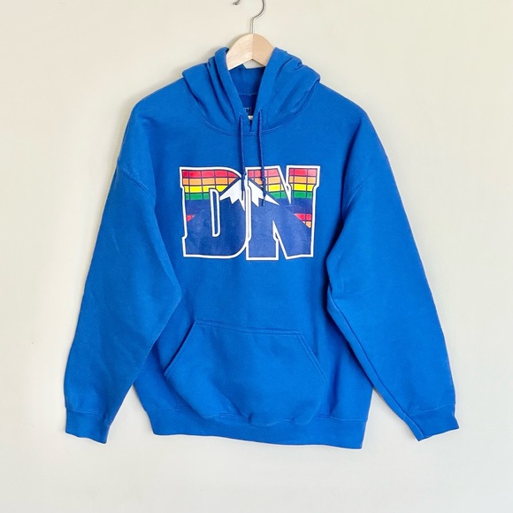 NBA Denver Nuggets DN Mountain Logo Graphic Blue Hoodie Adult size Large - Picture 2 of 8